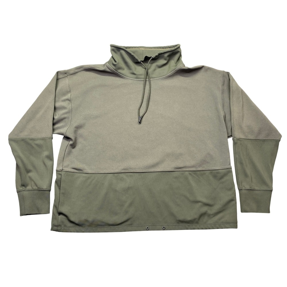 Athleta Hermosa Mock Neck Womens Olive Green Mixed Media Pullover Sweatshirt S